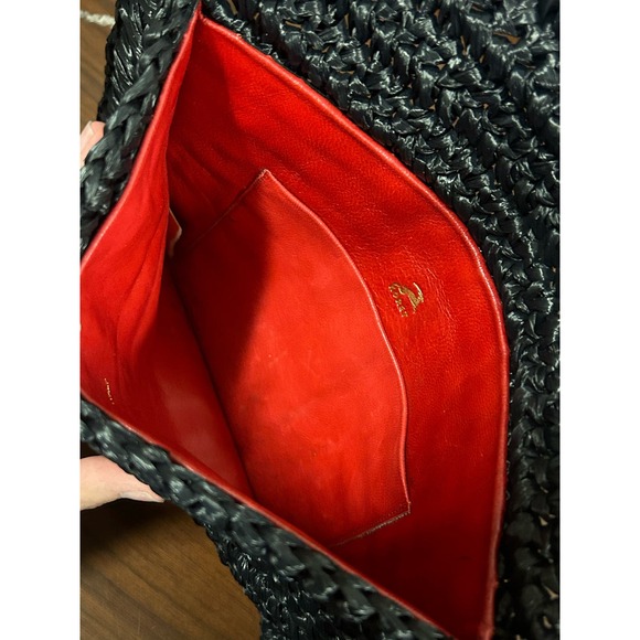 Vintage Koret Italy Black Laced Bag with Red Leather Interior - Picture 4 of 6